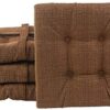 Klear Vu Non-Slip Gripper Tufted Square Stools Cushions with Tie Straps for Dining Rooms, Kitchen Bars, Cafes and Restaurants-Set of 4, 12”x12”, Chocolate 4 Count