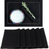 Signature Linen™ by D'Moksha, 100% Pure Linen Black Placemats 14 x 19 Inch