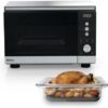 The Ninja Crispi microwave air fryer combo showing the child safety lock feature on the display.