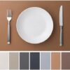 Baroyal Faux Leather Placemats Set of 4 Vinyl Washable Wipeable Table Mats for Kitchen Dining Table Heat Resistant Waterproof Indoor/Outdoor Placemats Non-Slip Easy Clean Place Mats (British Khaki)
