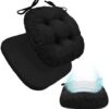 BUYUE 2-in-1 Chair Cushion for Dining Chair – Detachable Double-Layer, Use as 2 Seat Pads or 1 Extra-Thick Pad, Latex Foam, Non-Slip, Black