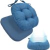 BUYUE 2-in-1 Chair Cushion for Dining Chair – Detachable Double-Layer, Use as 2 Seat Pads or 1 Extra-Thick Pad, Latex Foam, Non-Slip, Dark Blue