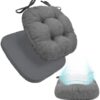 BUYUE 2-in-1 Chair Cushion for Dining Chair – Detachable Double-Layer, Use as 2 Seat Pads or 1 Extra-Thick Pad, Latex Foam, Non-Slip, Dark Grey