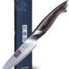 Close up of the razor-sharp 15-degree edge on the HOSHANHO Japanese paring knife