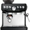Close up view of the integrated conical burr grinder on the Breville Barista Express espresso machine