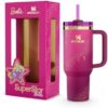 Close-up detail of the gold dainty stars on the 40oz Stanley Barbie Superstar Quencher tumbler.