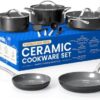 Close-up of the Bakken non-toxic ceramic cookware set interior showing the smooth, easy-release coating.