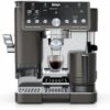 Close up of the integrated lever tamper creating a perfect puck for the Ninja Luxe Cafe Pro espresso system.