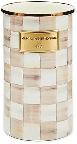MacKenzie-Childs Mocha Check Enamel Utensil Holder