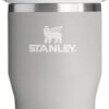 Close-up detail of the Stanley IceFlow flip straw tumbler lid featuring the leak-resistant flip mechanism.