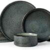 Close-up of Famiware stoneware showing vertical ribbed edges and durable, scratch-resistant surface finish.