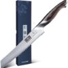 Close-up of the 15-degree sharpened edge on the Japanese serrated bread knife