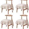 Close-up of soft cotton fabric and linen texture on a vintage chair pad