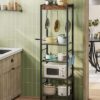5-Tier Pot Rack, Floorstanding Pots and Pans Organizer, Kitchen Bakers Rack, Kitchen Island Table, Pots and Pans Organizer, Storage Stand, for Living Room, Rustic Brown and Black TPR16BF