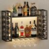 31.5" Wine Rack Wall Mounted with LED Lights, Black
