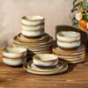 Ceramic Dinnerware Set for 8, 24-Piece Plates and Bowls Set