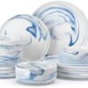 Full 12-piece porcelain dinnerware set for 4 including dinner plates, dessert plates, and cereal bowls
