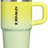 Close-up of the leakproof ProTour flip straw lid on a 20 oz Stanley tumbler.