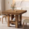 Tribesigns 31.5" Square Dining Table for 4, Small Kitchen Table with Shelf Storage, Compact Dining Room Furniture for Apartments, Offices, Living Rooms, Restaurants, Brown