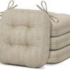 Dining Chair Cushions Set of 4, Dual-Layer Memory Foam Kitchen Chair Cushions, Patented Design Seat Pads with Ties, 16.5 x 16.5 x 3.5in, 4 Pack, Beige