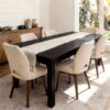 Black Dining Table for 6, Farmhouse Rectangular Kitchen Table, Wood