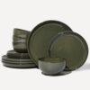 Stoneware Dinnerware Sets for 4, 12pcs Plates and Bowls Sets Dishes