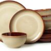 A full table setting featuring the rustic elegance of our reactive glaze dinnerware set.