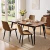 Modern Dining Chairs Set of 4, PU Leather Dining Room Chairs, Upholstered Kitchen Chairs with Ergonomic Backrest & Sturdy Metal Legs, Perfect for Dining Room, Living Room, Brown