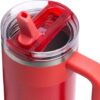 Side view of the Stanley flip straw tumbler featuring the soft-texture comfort-grip handle.