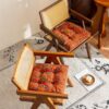 ELEFOCUS Farmhouse Floral Print Chair Cushions with Ties U-Shaped Soft Comfortable Chair Pads Non Slip Seat Cushions for Indoor Dining Room and Kitchen Chairs (4, Boho Orange)
