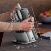 Close up of the NeverDull ceramic sharpening wheel inside the Ninja knife block