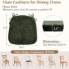 Chair Cushions for Dining Chairs, Washable Chair Pads, Green, 4 Pack