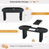 63-79 Inch Extendable Dining Table for 4-8 Oval Wood with Fluted Base
