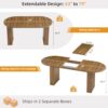 63-79 Inch Extendable Dining Table for 4-8 Oval Wood with Fluted Base