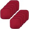 Sweet Home Collection Memory Foam Chair Cushion Honeycomb Pattern Solid Color Slip Non Skid Rubber Back Ultimate Comfort and Softness Rounded Square 16" x 16" Seat Cover, 12 Pack, Red