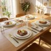 Romanstile Faux Leather Vinyl Placemats Set of 4, Beige