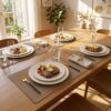 Romanstile Faux Leather Vinyl Placemats Set of 4, Brown