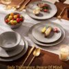 12pc Ceramic Dinnerware Set, Reactive Glaze Plates & Bowls
