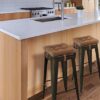 Klear Vu Non-Slip Gripper Tufted Square Stools Cushions with Tie Straps for Dining Rooms, Kitchen Bars, Cafes and Restaurants-Set of 4, 12”x12”, Chocolate 4 Count