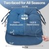 BUYUE 2-in-1 Chair Cushion for Dining Chair – Detachable Double-Layer, Use as 2 Seat Pads or 1 Extra-Thick Pad, Latex Foam, Non-Slip, Dark Blue