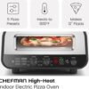 Side view of the Chefman electric pizza maker with a double-paned window for monitoring pizza crust.