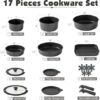 Top-down view of the SENSARTE detachable handle cookware set showing saucepans, frying pans, and grill pan.