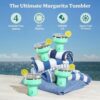 Outdoor lifestyle shot of the 16oz insulated margarita tumbler held by a pool