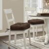 Textured polyester fabric detail on the solid dark brown kitchen chair pad