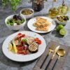 Gibson Porcelain Dinnerware Set for 8: Durable White Dining