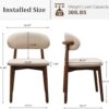 Farmhouse Dining Chairs Set of 6, Mid Century Modern Fabric Upholstered Kitchen Chairs, Wooden Dining Room Chair with Curved Back for Kitchen Dining Room Restaurant Cafe, Light Camel (Only Chairs)