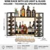 31.5" Wine Rack Wall Mounted with LED Lights, Black