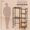 5-Tier Pot and Pan Organizer Rack with Hooks, Heavy-Duty Kitchen Storage Shelf for Cookware, Dishes, and Utensils, Freestanding Metal Pot Rack Organizer for Kitchen, Pantry, or Dining Room