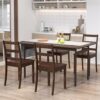 Walnut Wood Dining Chairs Set of 4, Armless Kitchen Chairs with Solid Rubber Wood Legs, Non-Slip Foot Pads, Max Load 400 Lbs, Farmhouse Seat High Ladder Back Dining Room Chairs