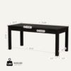 Black Dining Table for 6, Farmhouse Rectangular Kitchen Table, Wood